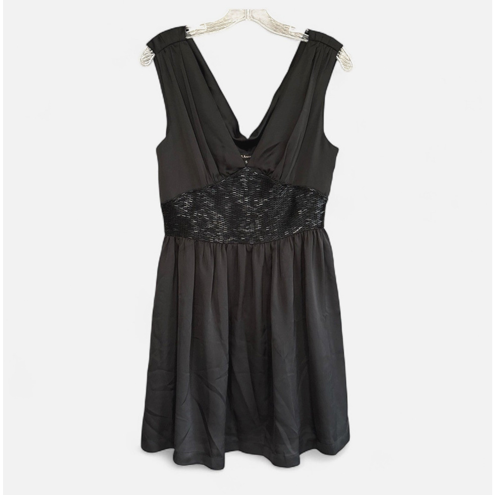 Akira Black Label Cocktail Dress Black Sleeveless Beaded Y2K Glam Women's‎ Small
